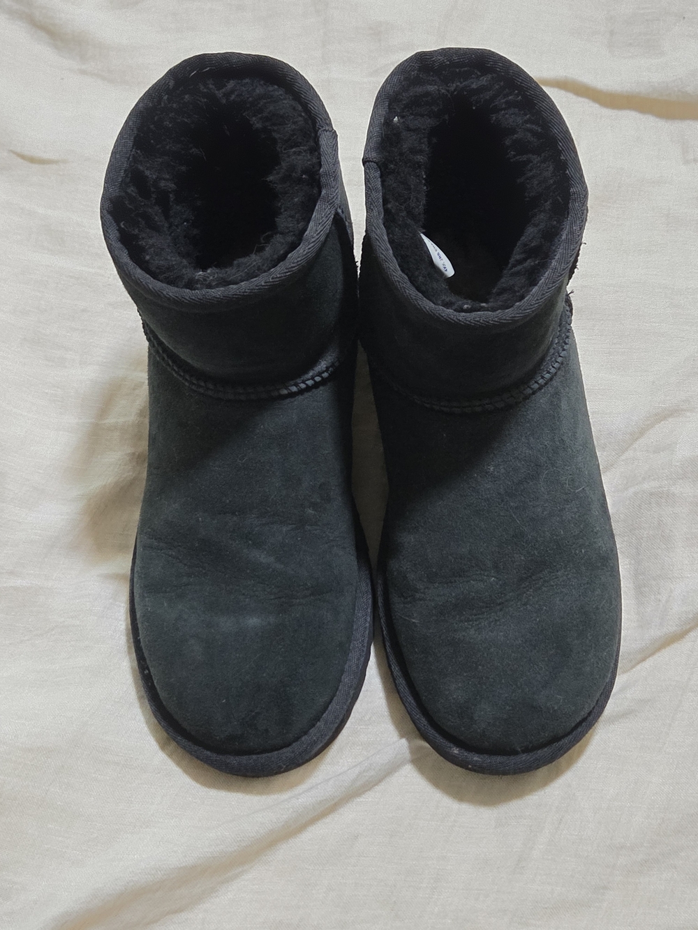 UGG Classic Mini II Women's 7 Black Suede Sheepskin Ankle Boots – 1016222